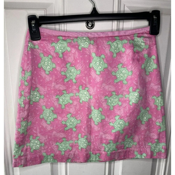 Lilly Pulitzer The Tortoise & The Hare Print Skirt with Ribbon Trim Size 2 - Picture 1 of 4